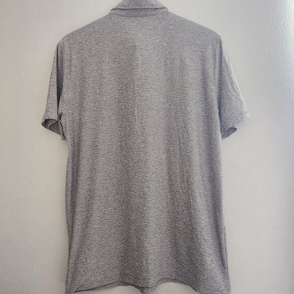 Vuori Polo Shirt Mens Medium Gray Heather Performance Golf 3 Button Tech V188 - Picture 6 of 8